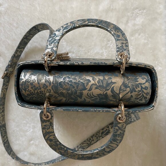 2022 Medium Lady Dior Blue/Green Blocart with Champagne Gold Hardware - Picture 15 of 16